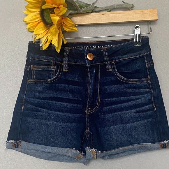 American Eagle Hi-Rise Shortie Cutoff/rolled  Shorts - Picture 1 of 5